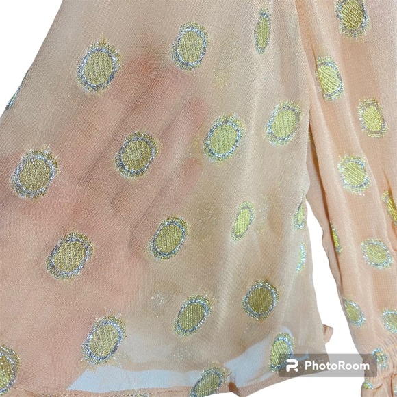 Raga Kenna Metallic Dot Mini Dress Peach Gold Silver Sparkle Womens Size XS - Picture 6 of 11